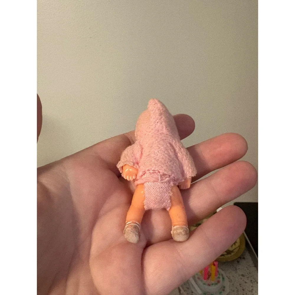 Vintage Mini Baby Doll Pink‎ Knit Hoodie Diaper Socks Toy Collectible